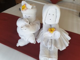 The hotel's creative towel art