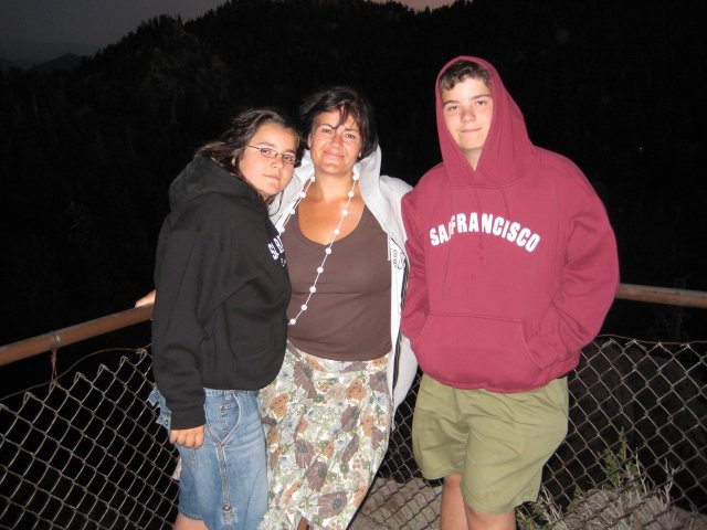 Caroline with kids at top of Palm Springs mountain
