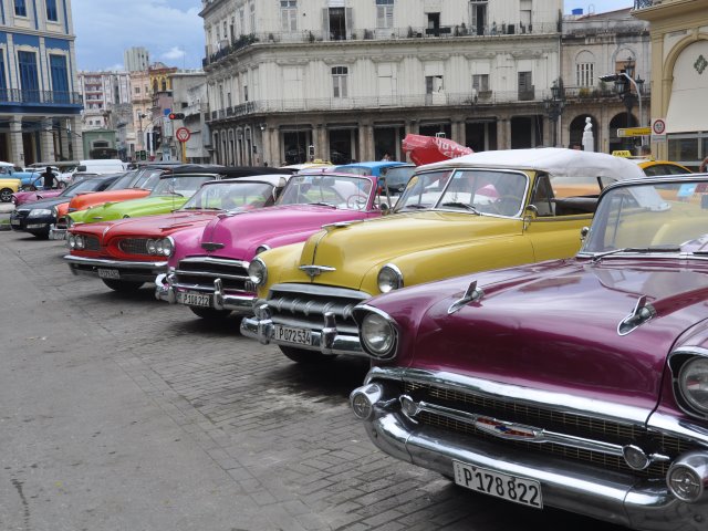 Classic cars parked in Havana
