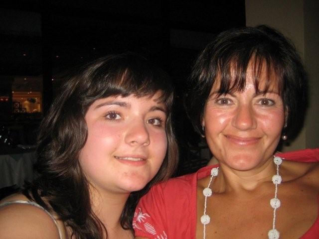 Sian and Caroline at dinner