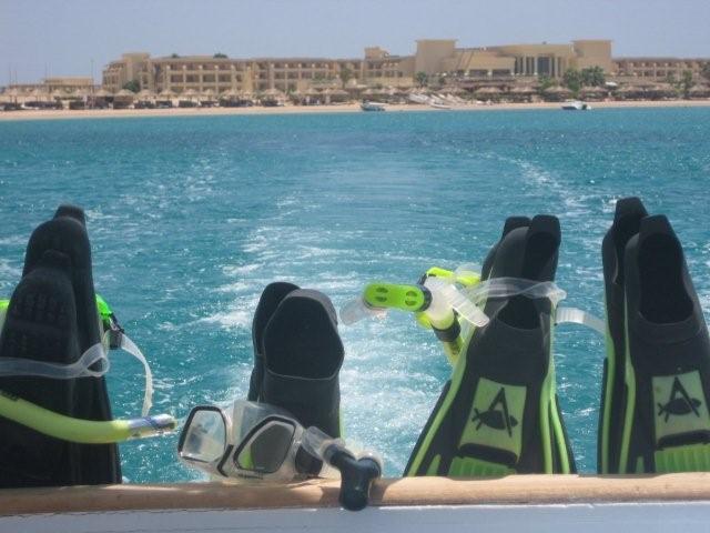 Snorkelling gear on the back of the boat