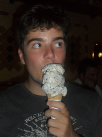 Enjoying an ice cream in Hogsmeade