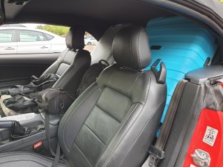 Our Mustang loaded with suitcases
