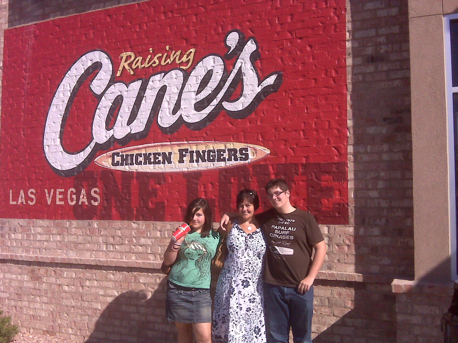Mrs K and the kids outside Raising Cane's Las Vegas