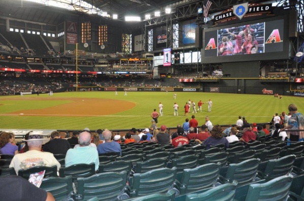 View of the baseball game from our seats