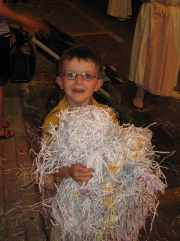 Buhagiar great-grandkid covered in paper confetti
