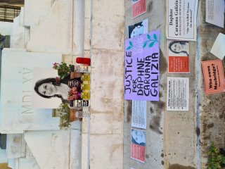 Memorial to the murdered journalist in Valletta