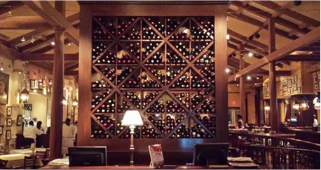 The wine rack at Carmines restaurant