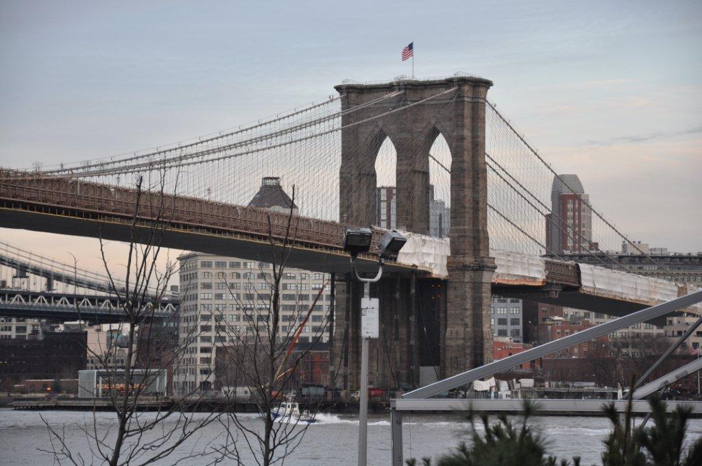 The Brooklyn Bridge seen from South Street Ferry Port