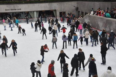 Ice skaters at the Rockefeller Center rink
