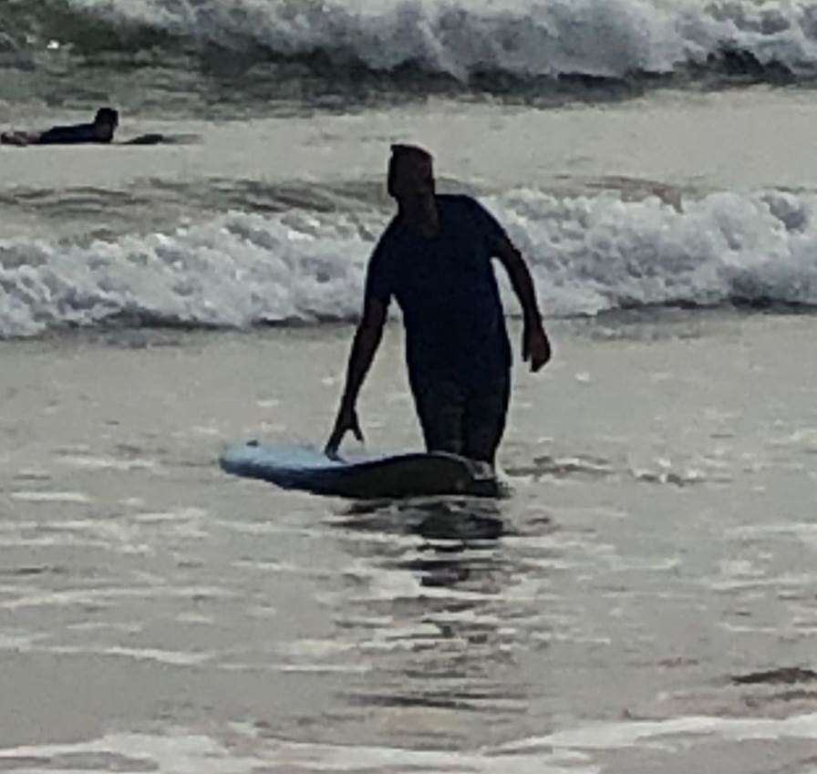 Surfing lesson action shot