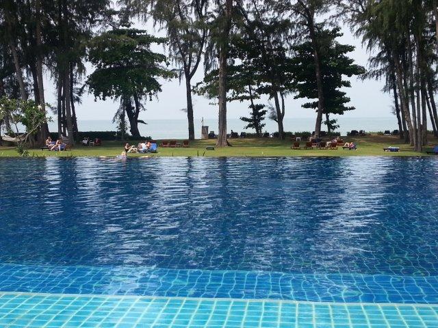 The pool and beach at the Krabi resort