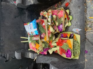 Daily offerings on the streets of Bali