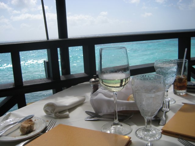 Table set for dinner overlooking the sea
