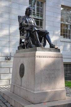 The statue of John Harvard at Harvard University