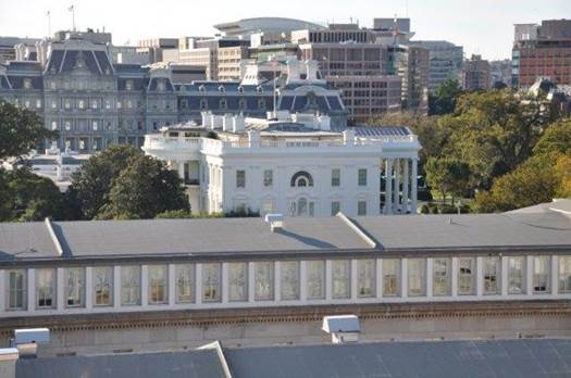 View of the White House from the rooftop bar