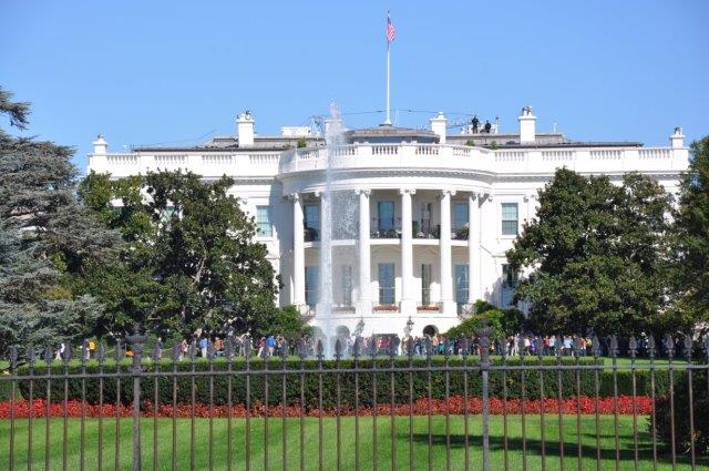 The White House Rose Garden, seen from the railings