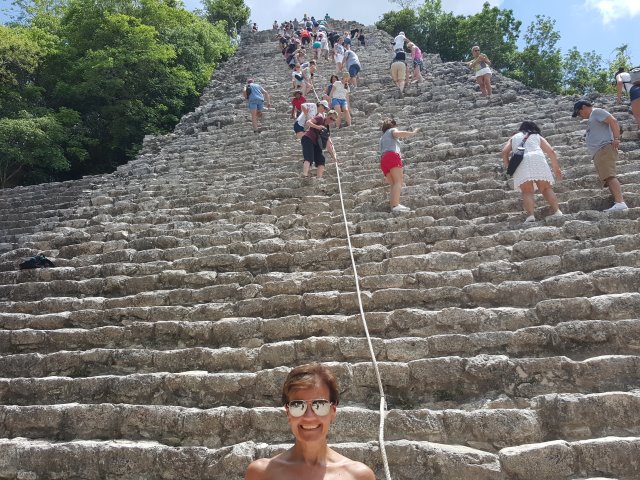 Climbing Coba's tallest temple
