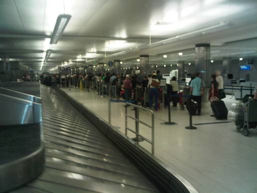 Queuing to get out of the terminal at LAX