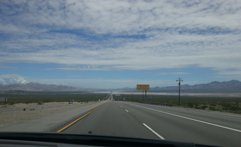 Desert and mountain views on the drive from LA to Vegas