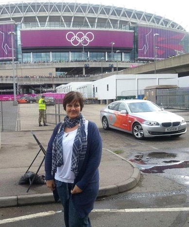 Caroline outside Wembley Stadium