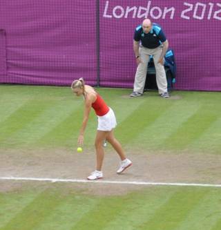 Sharapova serving on Centre Court