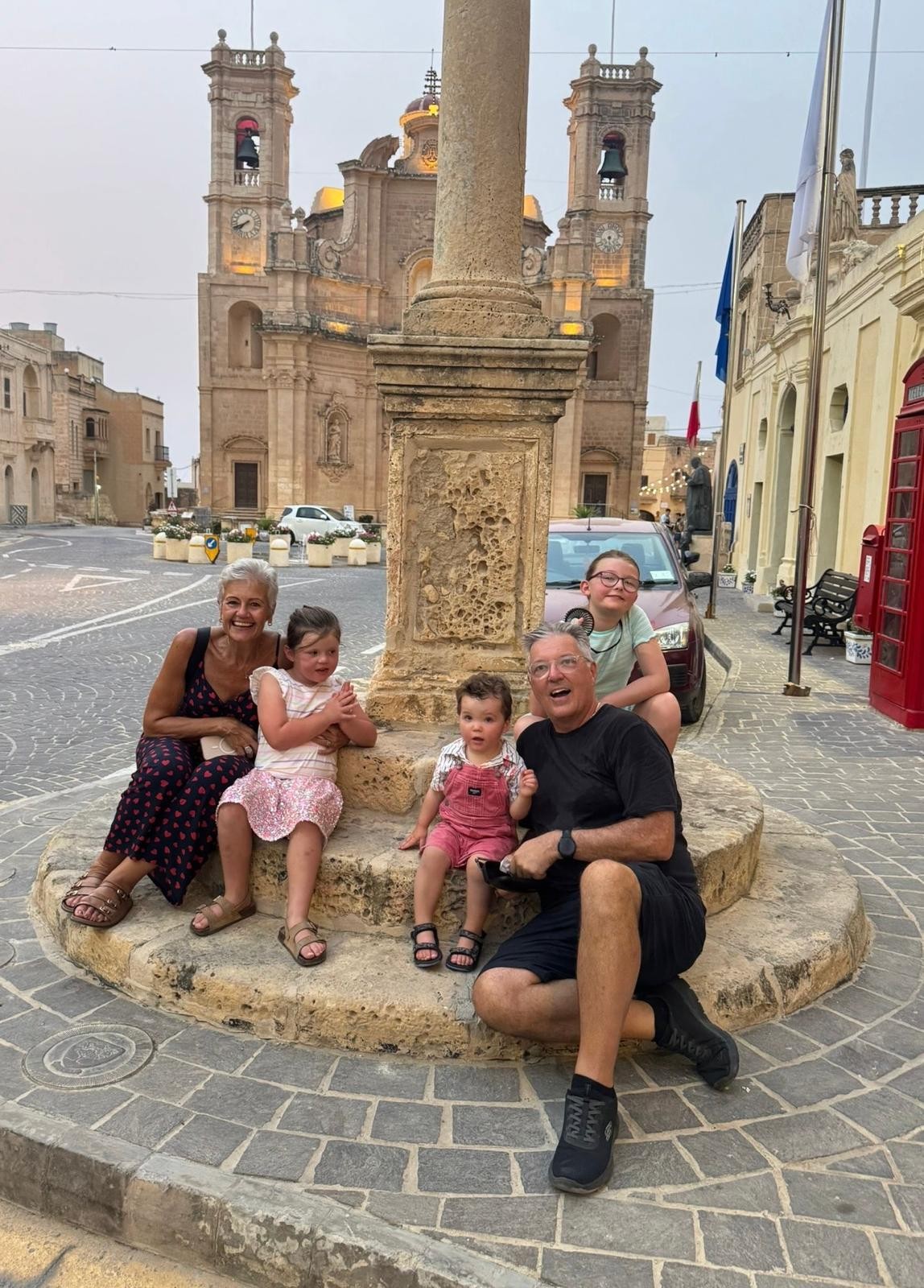 US and Grandkids by the Gharb statue