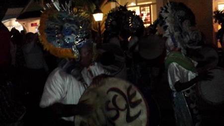 Carnival performers at Carmines restaurant