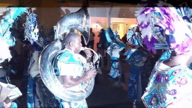 Carnival performers at Carmines restaurant