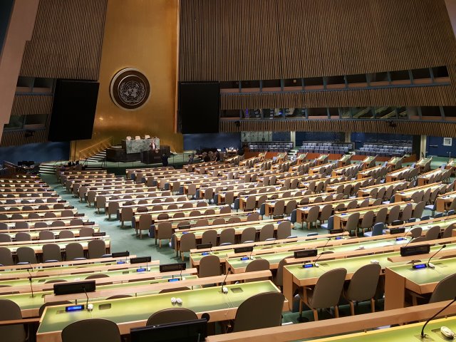 The General Assembly chamber at the UN