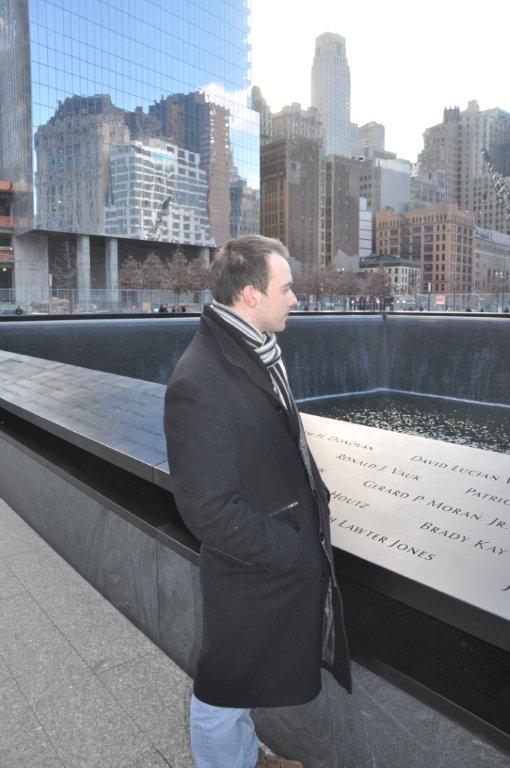 Looking at the names inscribed at the Ground Zero memorial pool