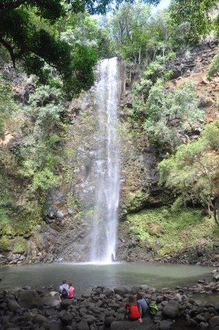 Picnic lunch near the waterfall in Kauai