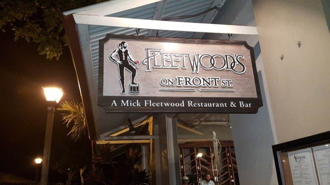 Dinner at Fleetwood's rooftop restaurant in Lahaina
