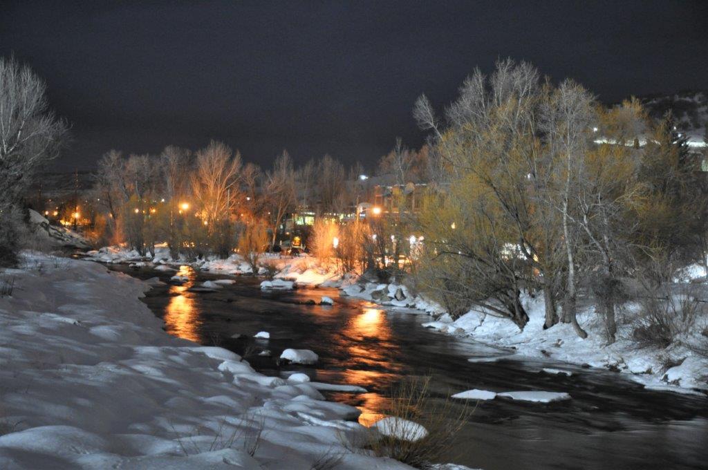 The footbridge over the river in Steamboat Springs